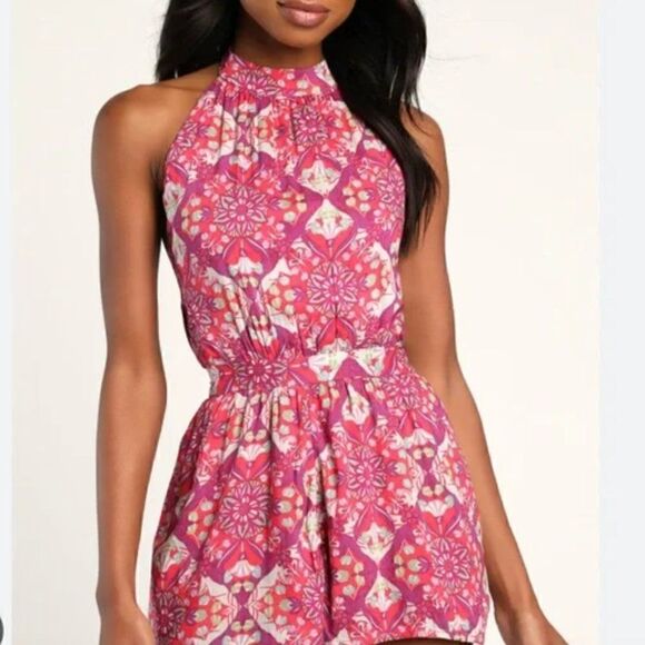 Free People Coral Tide Romper Size L - Picture 1 of 6